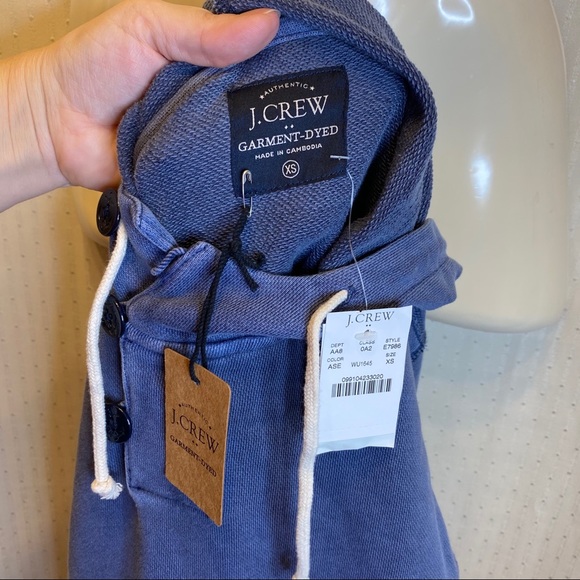 NWT. J. Crew pull over 3 button hoodie - Picture 9 of 11